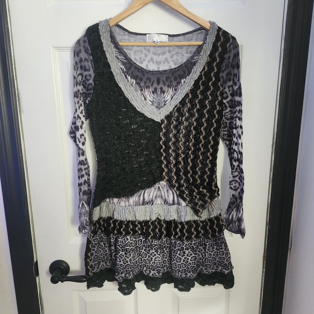 eskandar Black and Gray High Low Dress